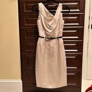 Cream Black Halo Belted Midi Dress